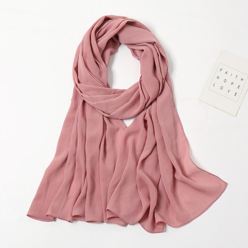 Monochrome natural wrinkled chiffon headscarf breathable pleated bag headscarf YW breathable sunscreen