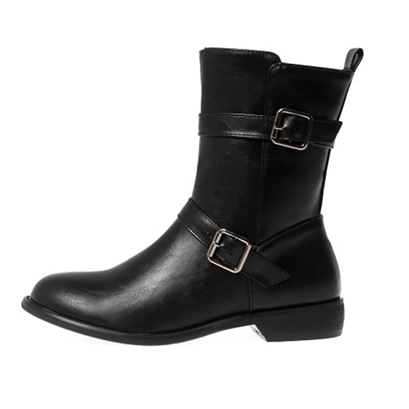 

Женские ботильоны с круглым носком на плоской подошве, короткие ботинки с застежкой-молнией и пряжкой, лаконичная женская модная обувь, осень-зима, черный, красный, коричневый 45 33 чёрный