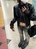 Vintage Style Motorcycle Jacket Leather Short Coat Women Spring and Autumn Super Hot Punk Fashion Trend Women's Jacket