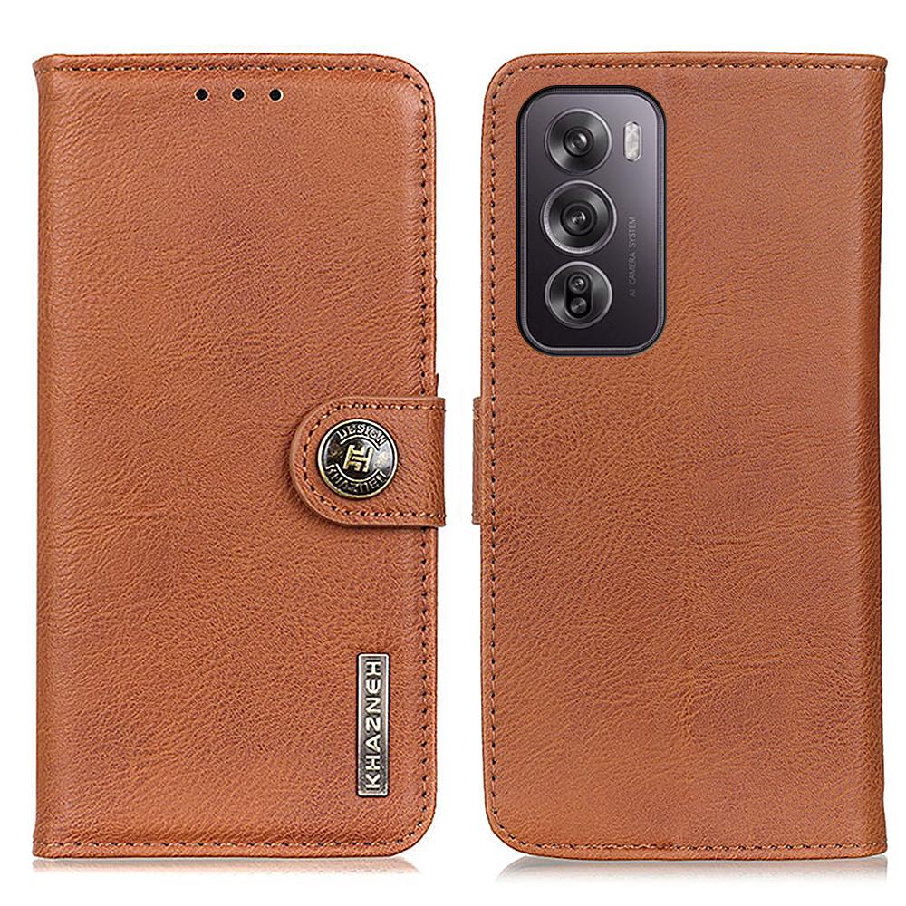 

For Oppo Reno12 Pro 5G (Global) Case Cowhide Texture Leather Wallet Stand Cover Brown