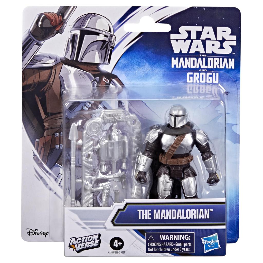 Hasbro STAR WARS The Mandalorian und Grogoo ActionVerse Mandalorian 11cm Actionfigur Wiederverwendbare Zubehöraufbewahrung Spielzeug für Kinder Alter G2865 Authentisch