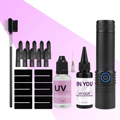 20W High-Intensity UV Hair Extension Kit with Fast-Curing Waterproof Glue & Remover | Salon-Grade Secure System for Home Use