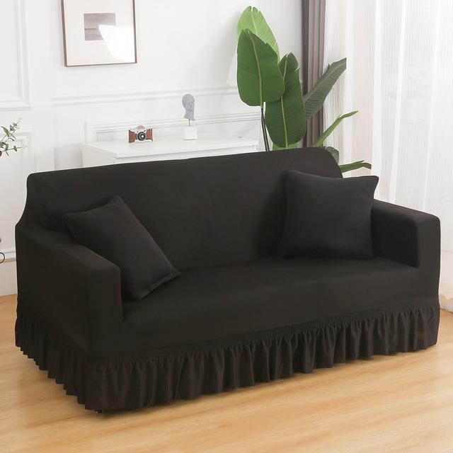 High Stretch Sofa Cover For Living Room Spandex Corner Sofa Covers With Skirt Dustproof Non -Slip Sofa Slipcovers For Home Hotel