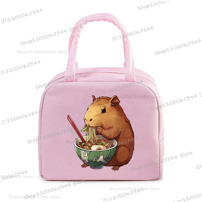 Cute Capybara Print Women Men Lunch Bag Fashion Animal Capybara Portable Insulated Bags School Kids Multifunctional Food Handbag