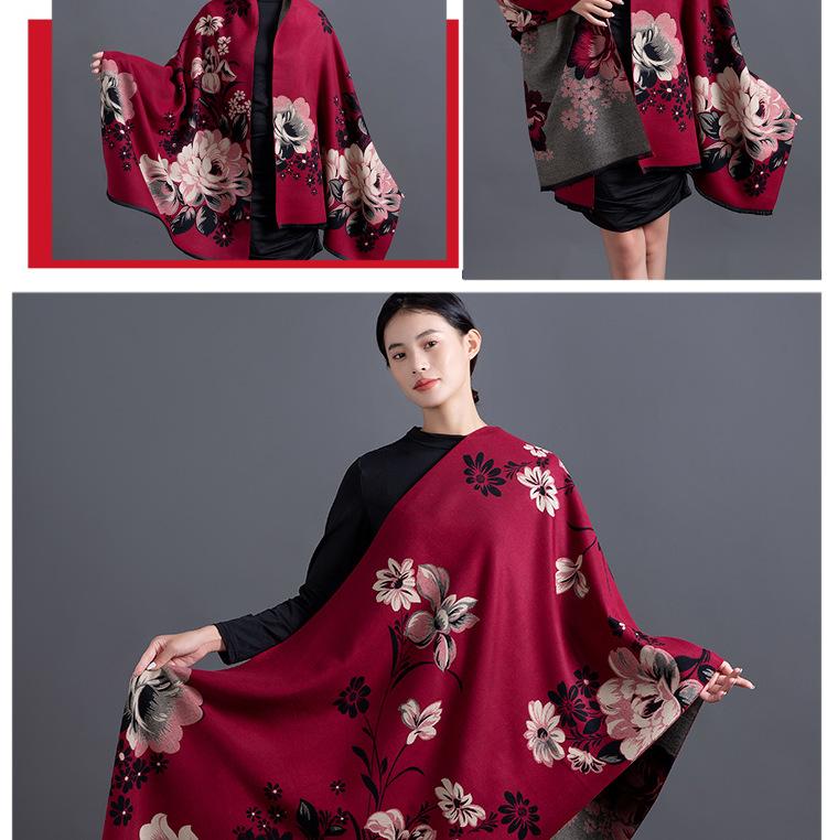 Women S Thick Faux Cashmere Double Sided Cashew Pattern Scarf Winter Shawl