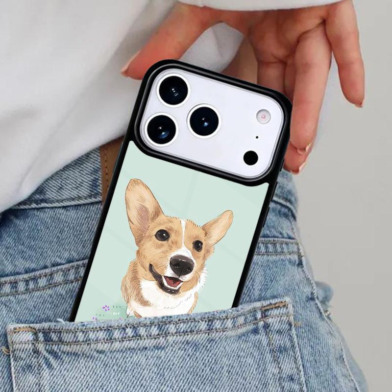 Cartoon Corgi Dog soft Phone Case for iPhone 16e 15 14 13 12 17 Pro Max Plus Air 17pro Cover Coque