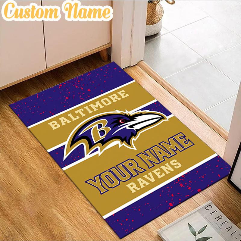 Custom Name football Ravens Logo  Rug, Office Rug, Chair Rug, Carpet for Living Rooms, Doormat Game Rug Home Decor Christmas Gifts