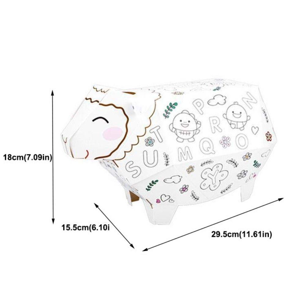 DIY 3D Carton Handmade Creative Cardboard Animal Graffiti Model Kindergarten Carton Toy Can Be Colored Make Graffiti Toys