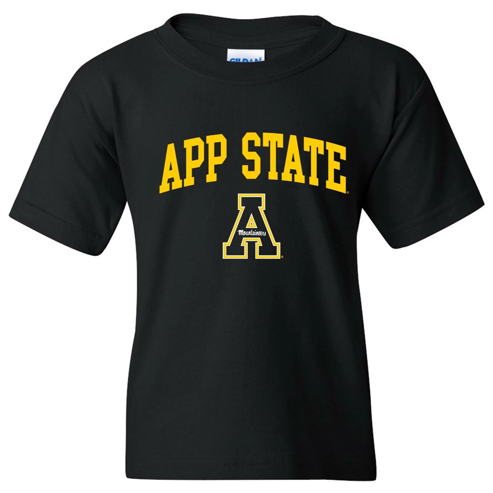 Appalachian State Mountaineers Arch Logo Licensed Unisex Youth T-Shirt - Black M