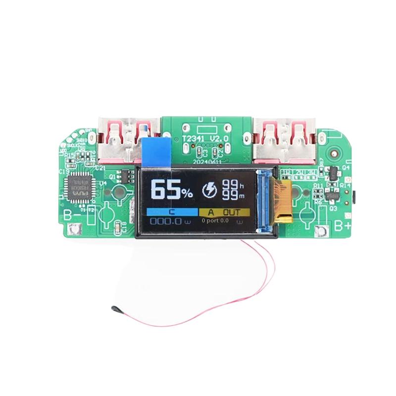 1Pcs Bidirectional Fast Charger Buck Converter Mobile Power Module DIY Power Motherboard With Display Type-c USB 22.5W
