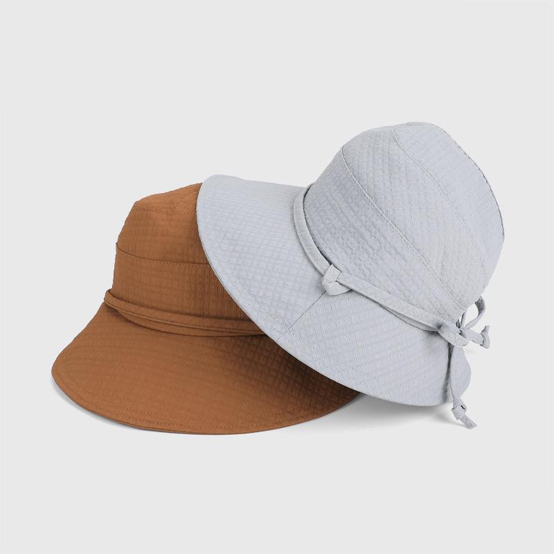 Summer Outdoor Travel Sun Protection Hat Women's Bow Fisherman Hat Big Brim Basin Hat