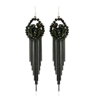 Pendientes Étnicos Hechos a Mano con Flecos, Pendientes de Temperamento Bohemio Personalizados, Pendientes Largos Exagerados de Moda