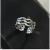 Adjustable Open Ring Men Women Minimalist Geometric Double Band Wave Design Plated Retro Chic Jewelry
