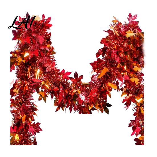 Bendable Wire Leaf Vines 78 Inch Fall Maple Leaves Tinsel Garland Shiny Metallic Twist Reusable Foliage for Weddings Garland Hanging Decoration