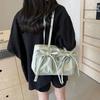 Bowknot Pleated Shoulder Bag Large Capacity Underarm Bag Trendy Armpit Bag  Girls
