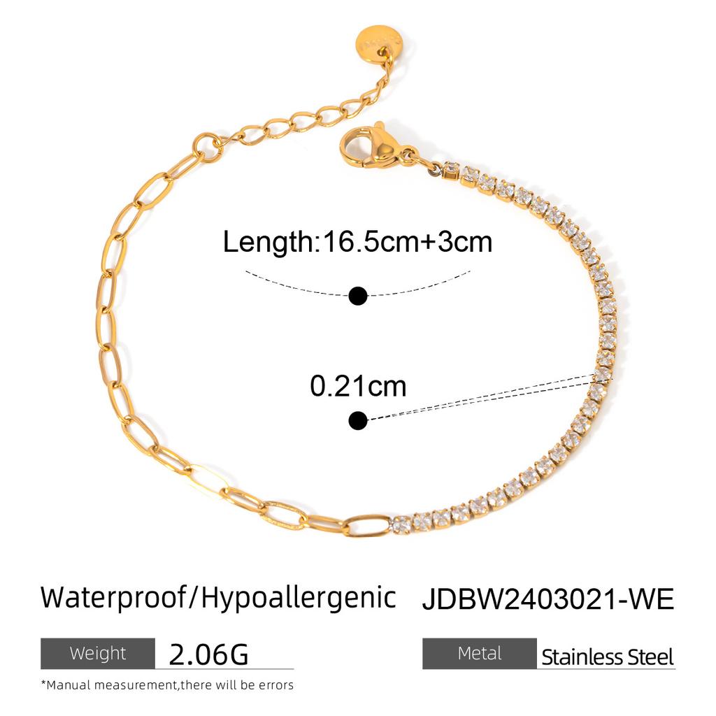 Jiedin European and American stainless steel rhinestone bracelet high-value jewelry does not fade titanium steel jewelry