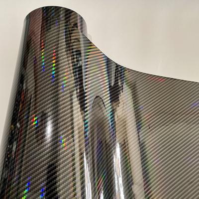Holographic Black Carbon Fiber Vinyl Wrap Film Air Release DIY Car Wrap Vinyl Automotive Stickers