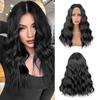 European & American Fashion Black Lace Front Mid-Part Long Curly Wig