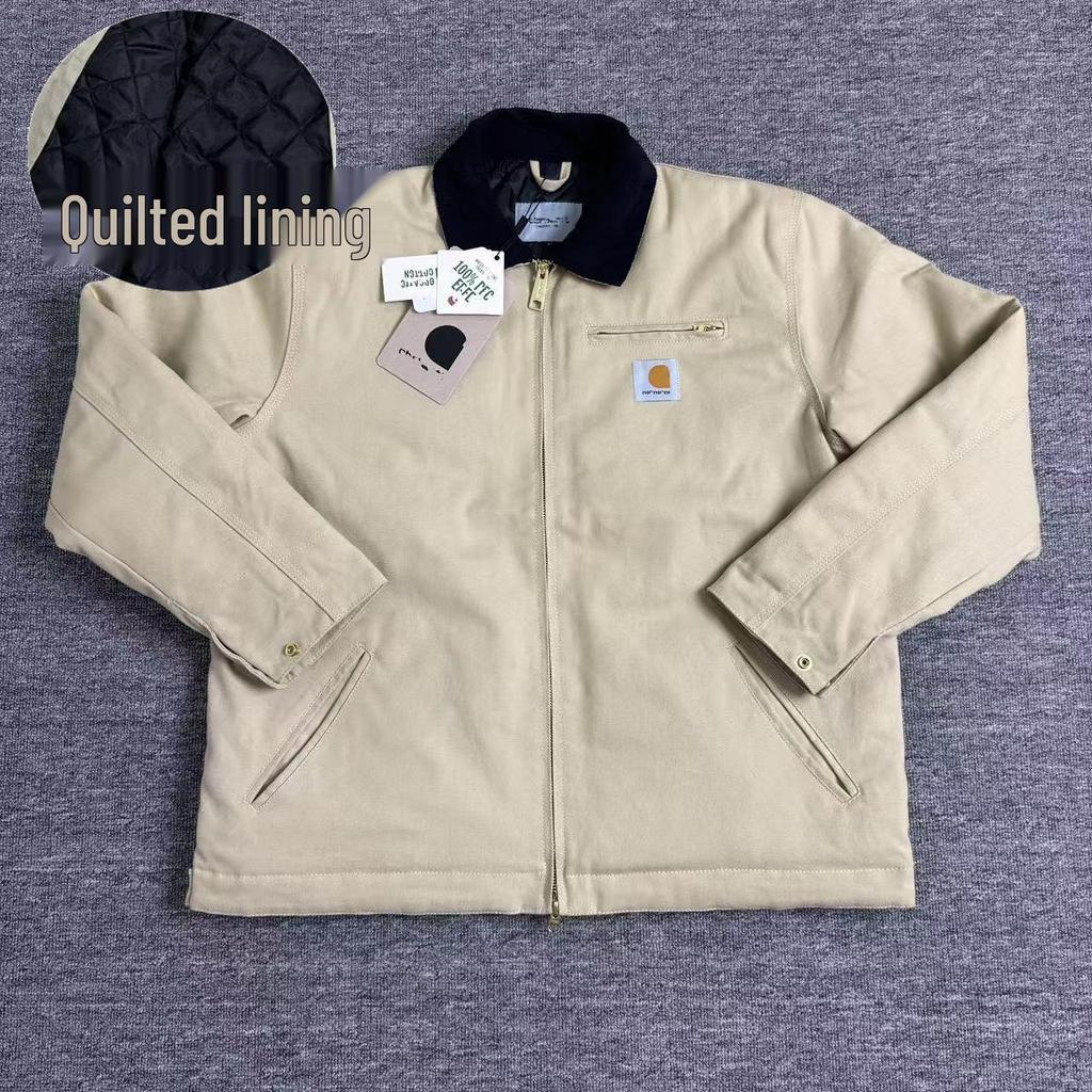 Detroit J01 Těžká canvasová bunda z čisté bavlny s retro klopou