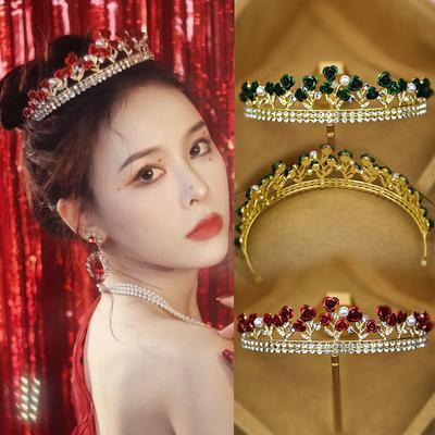 Neues Verlobungs Barock Ästhetik Temperament Rote Rose Prinzessin Stirnband Hochzeitskleid Accessoires Brautkrone