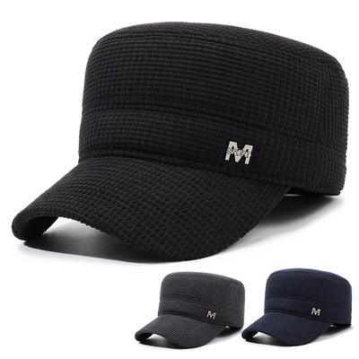Herbst Winter Herren Hut Samt Dick Ohrenschutz Flacher Hut für Mittelalte Ältere Outdoor Warme Baumwollmütze