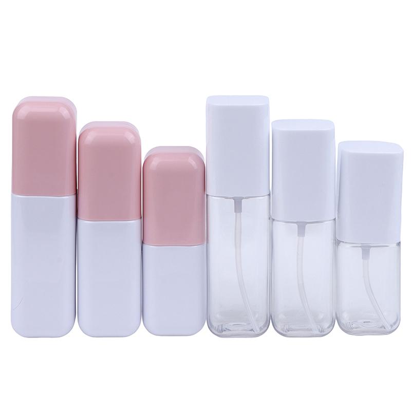 1Pcs 80/100/120Ml Empty Cosmetic Bottle Lotion/Spray Pump Plastic Square Clear White Bottle Cosmetic Container Travel Portable