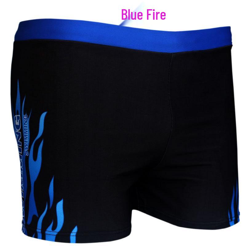 Men's Quick-Drying High-Waisted Flame Swim Trunks - Comfortable Boxer Briefs