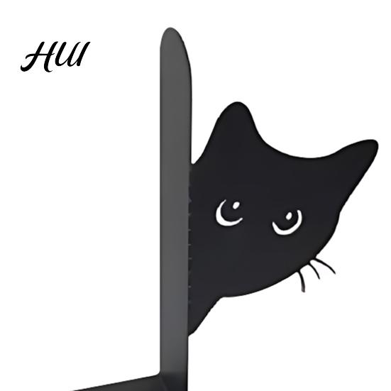 Cat-shaped Booklocks 2Pcs Cat Book Stand Whimsical 3D Design Lover Decor Sturdy Metal Construction Powder-coated Decorative Bookends