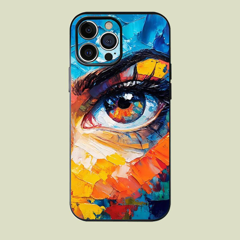 Colorful eyes Silicone Soft Phone Case For iPhone17,16,15,14,13,12,11 Pro Max Plus mini XS XR SE Cover