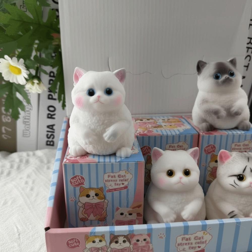 Soft Silicone Cat Squishy Toy Slow Rebound Cat Pinching Toy Cat Squeeze Toy Anxiety Relief