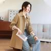 Women's Khaki Mid-Length Windbreaker Coat - Versatile Casual Style for Spring & Autumn 2026