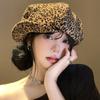Retro Leopard Print Beret Women's Head Circumference Highlights Face Small Clouds Octagonal Hat Japanese Versatile Newsboy Trend