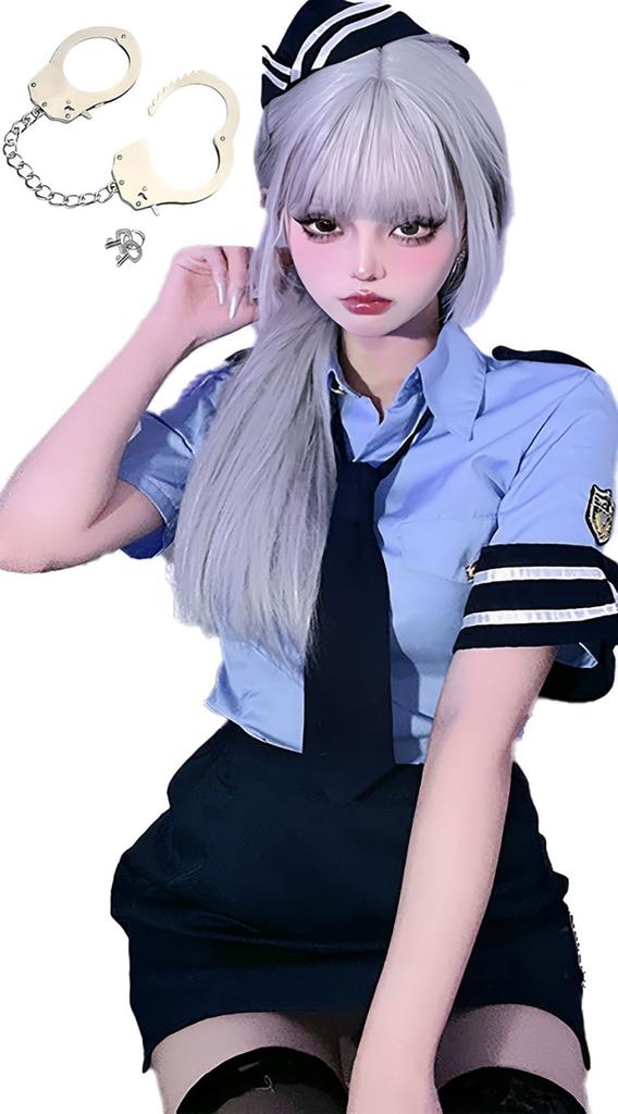 Sexy Police Cosplay Large S to Full Large Miniskirt Loose Tight Mini Gothic Mini Cute [SUNNYSTEP] Costume, Sizes, 6L, Policewoman, Handcuffs, Hat,