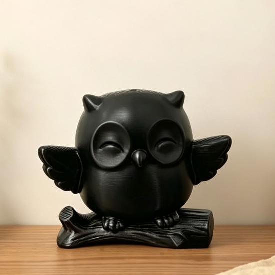 3D Printed Owl Figurine Cute Owl on Tree Branch Statue Mini Forest Animal Ornament for Home Office Table Desk Mantle TV Stand Bookshelf Decor