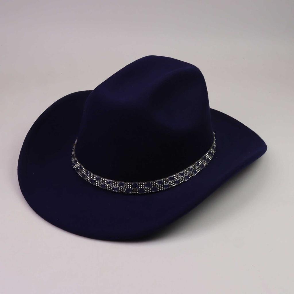 European, American British style jazz hat men's and women's high-end flash rhinestone accessory hat western cowboy hat