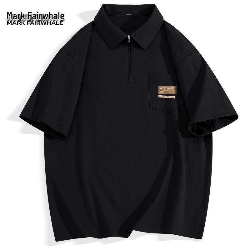 

Мужская летняя рубашка Mark Fairwhale с коротким рукавом, воротником-стойкой и полумолнией для активного отдыха M