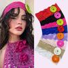 Vintage Women'S Colorful Oversized Button Lace Headband Spicy Girl Y2K Japanese Trendy Headband Sweet Cool Sports Yoga Headband