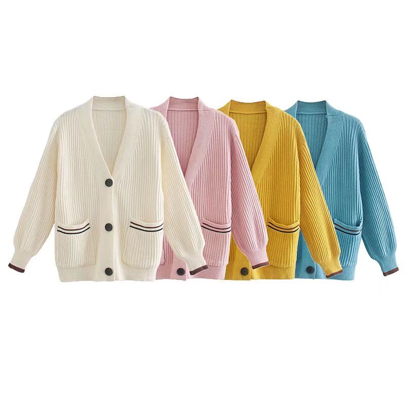 And Winter New Arrivals Women's Clothing Zr European and American Style Fashionable Versatile Loose Long-Sleeved Slimming Sweater Cardigan Jacket