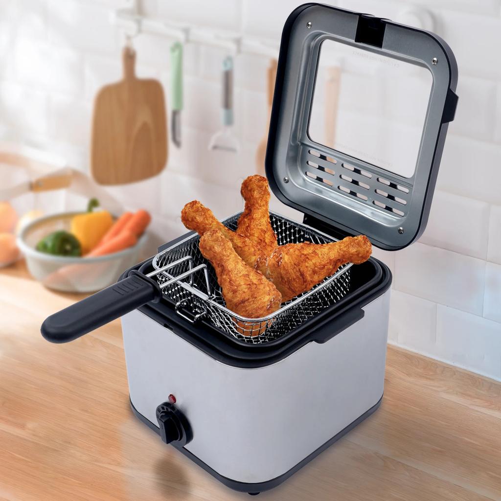 2.64 Quart Large Capacity Kitchen Household Deep Fryer, Multi-Function French Fry Machine with Basket, 1000W Fast Frying