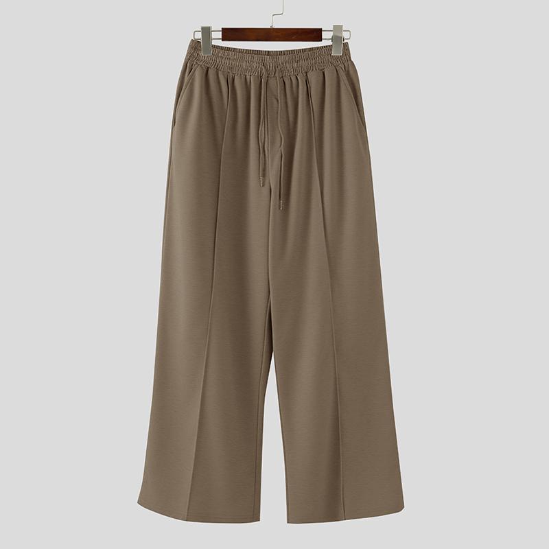 

INCERUN Мужские брюки на кулиске, с эластичной талией, однотонные, спортивные, повседневные, свободные, длинные 5XL хаки