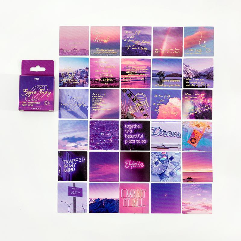 45 τμχ αυτοκόλλητα ρομαντικής σειράς Light Σετ χρυσό χρώμα Words Αυτοκόλλητο ρετρό σημειωματάριο Δώρο διακόσμησης