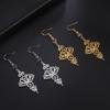 Unalome Pendant Earrings Hippie Stainless Steel Yoga Lotus Flower Drop Earrings for Women Unique Buddhism