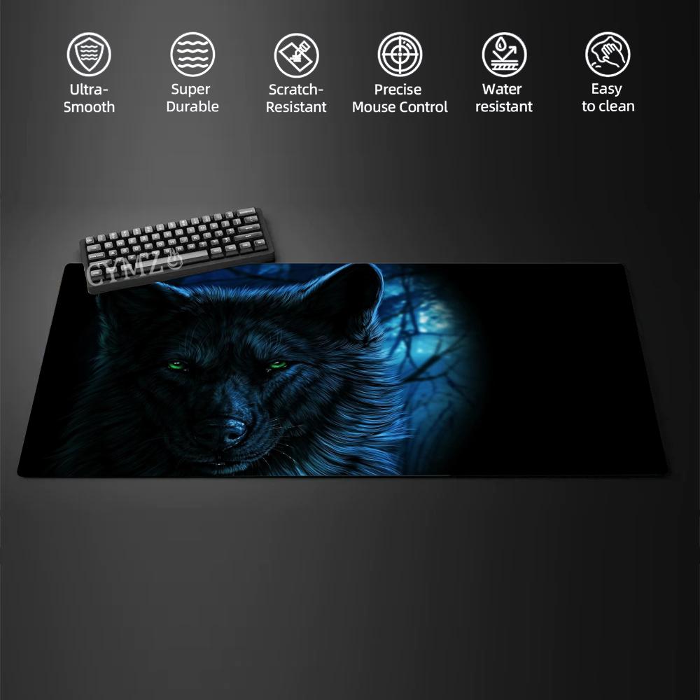 Fire Wolf and Ice Wolf Mouse Pad Desk Mat Gaming pad NonSlip Durable Starry Wolf Mouse carpet Suitable for Office and Gaming