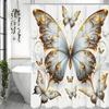 Butterfly Floral Shower Curtain, Bathroom Decorative Shower Curtain, Waterproof Shower Curtain with Hooks