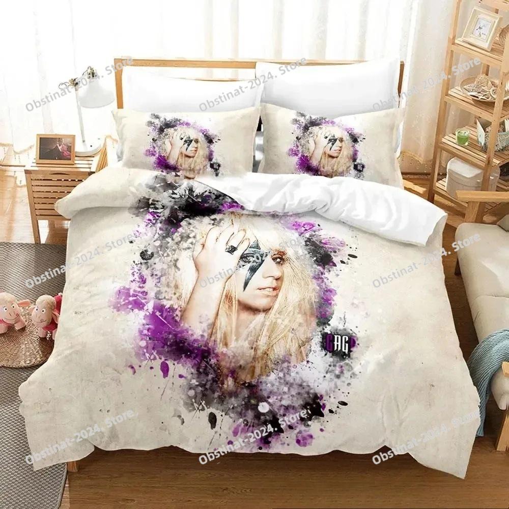3D-Druck Lady Gaga Bettwäsche-Set Bedruckte Bettbezug Kissenbezug Einzel Doppel Stil Queen King Size Sets Heimtextilien