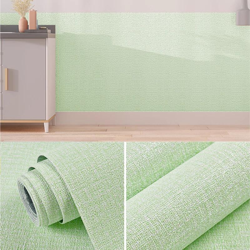 50cmX2.8/10m Linen 3D Foam Wallpaper Self-adhesive PVC Solid Color Thickened Waterproof Background Wall Renovation Wall Stickers