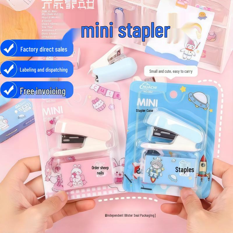 Mini Cartoon Stapler Set: Cute Multifunctional Stationery for Students and Office Use