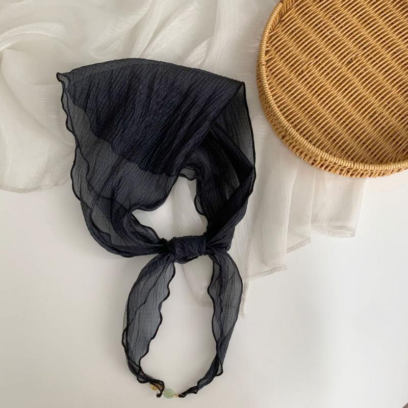 New two-color splicing mesh pendant triangular light and soft neck protection scarf simple high-grade sunscreen rhombus silk scarf