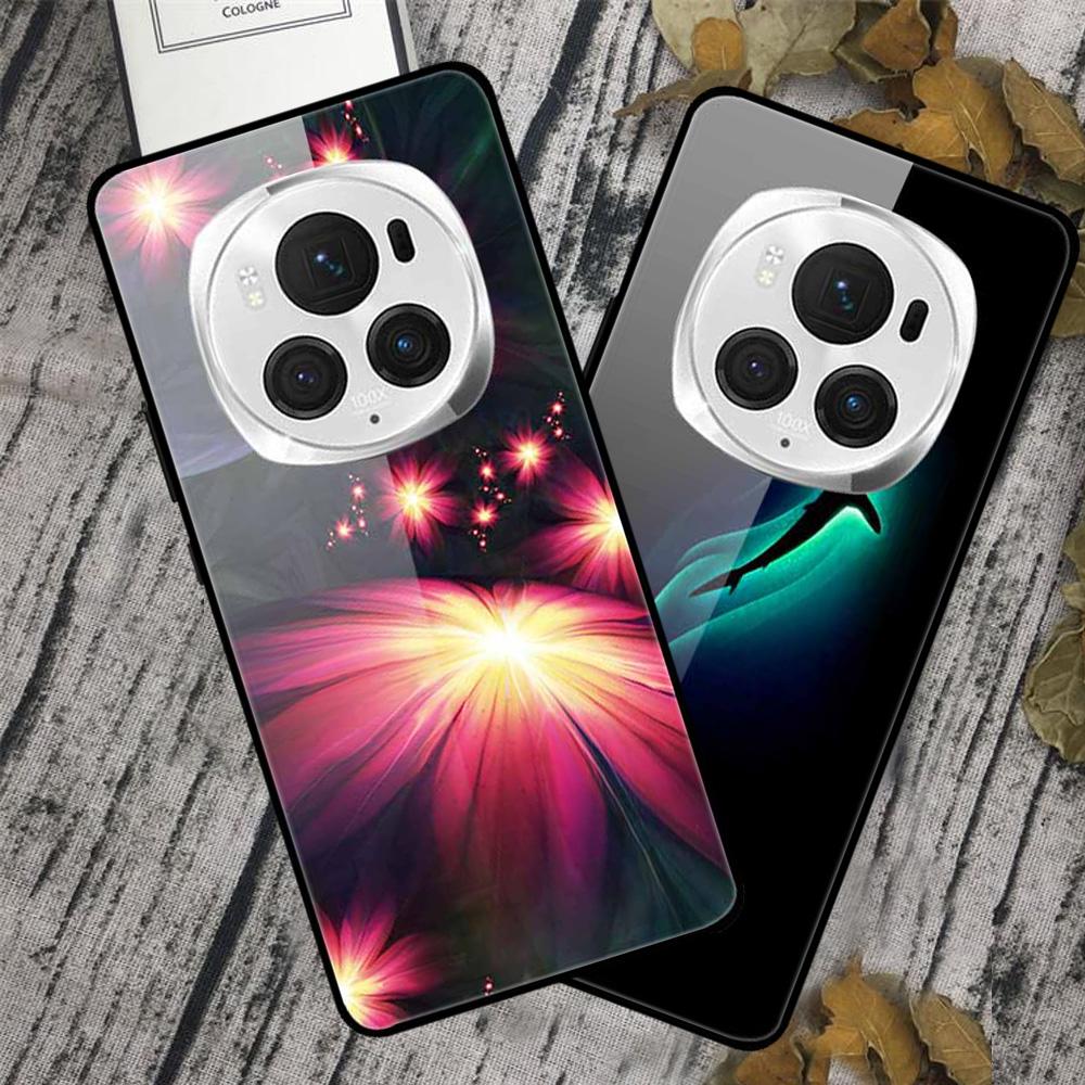 For Honor Magic6 Pro 5G Slim Case Pattern Printing PC+Tempered Glass+TPU Phone Shell