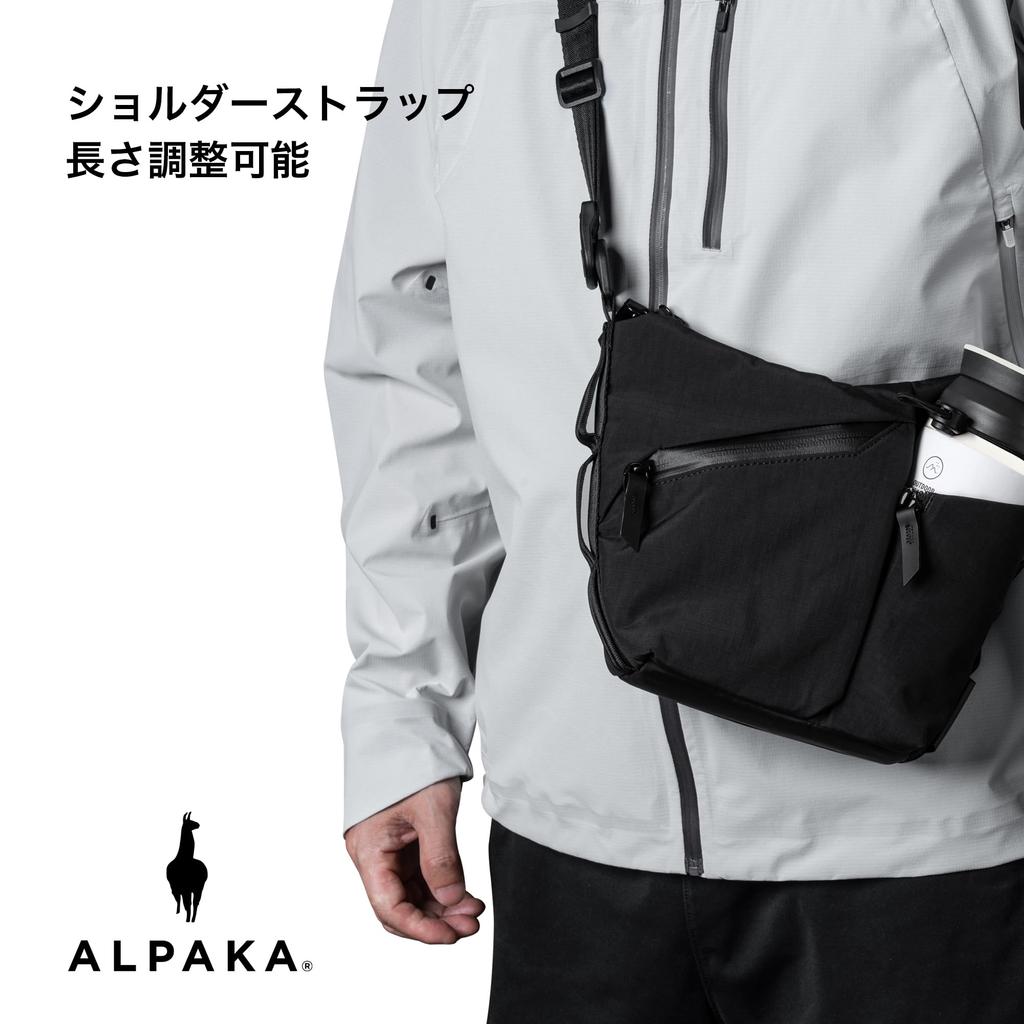 ALPAKA Flow Satchel Mini 2L Shoulder Bag, Sacoche Sling Bag with YKK Aquaguard Zipper, Key Tether, Expandable Bottle Pocket, Carry Handle Strap,